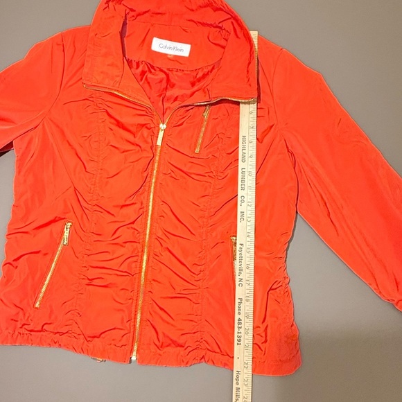 Calvin Klein Red/Orange Lightweight Bomber Jacket w/ Gold Hardware Large - Picture 7 of 10